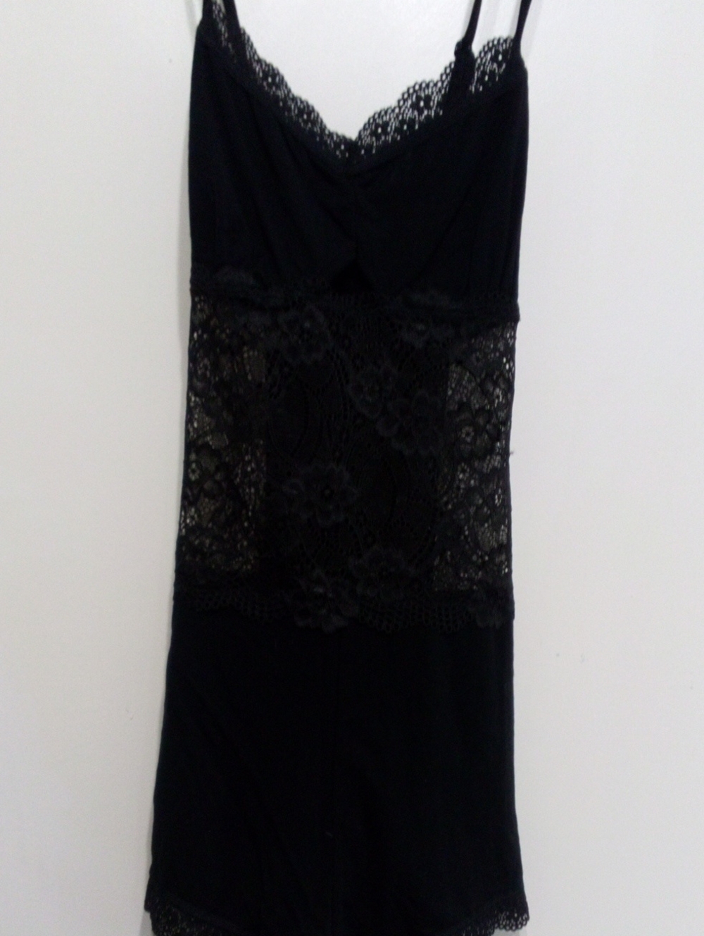 Adore Me Black Lace Panel Slip Chemise